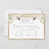 Elegant Gold Floral Script Wedding RSVP Kaartje (Voorkant)