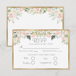 Elegant Gold Floral Script Wedding RSVP Kaartje