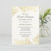 Elegant Gold  Floral Sweet Sixteen Invite Kaart (Staand voorkant)