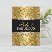 Elegant Gold Floral Swirl 50 en Fabulous Kaart (Staand voorkant)
