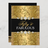 Elegant Gold Floral Swirl 50 en Fabulous Kaart (Voorkant / Achterkant)