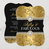Elegant Gold Floral Swirl 50 en Fabulous Party Kaart (Voorkant / Achterkant)