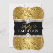 Elegant Gold Floral Swirl 50 en Fabulous Party Kaart (Voorkant)