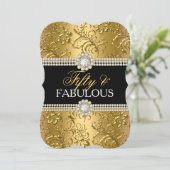 Elegant Gold Floral Swirl 50 en Fabulous Party Kaart (Staand voorkant)