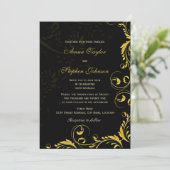 Elegant Gold Floral Swirls Invitation Kaart (Staand voorkant)