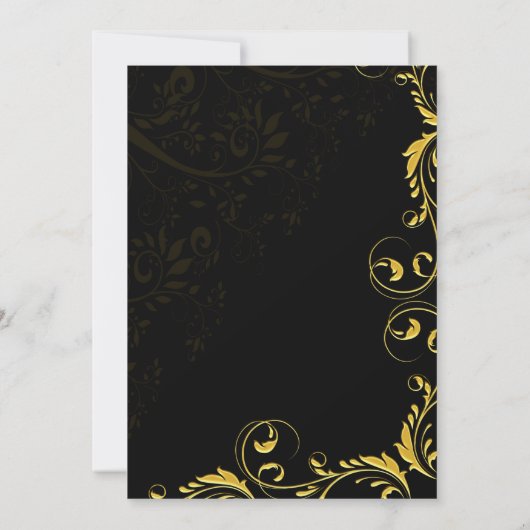 Elegant Gold Floral Swirls Invitation Kaart (Achterkant)