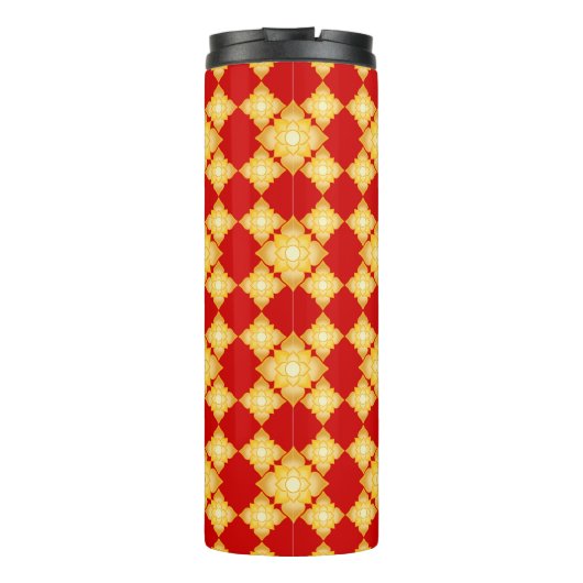 Elegant Gold Floral Thermosbeker (Achterkant)