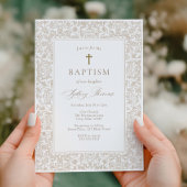 Elegant Gold Floral Traditional Baptism  Kaart