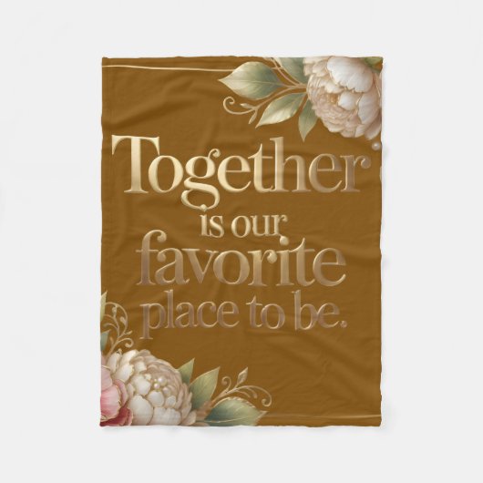 Elegant Gold Floral Typography Fleece Deken (Voorkant)