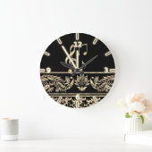 Elegant Gold Floral, Violin Key, Opmerking Grote Klok (Huis)