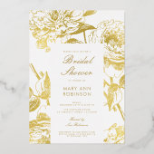 Elegant Gold Floral Vrijgezellenfeest Folie Uitnodiging (Voorkant)