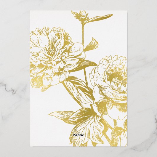 Elegant Gold Floral Vrijgezellenfeest Folie Uitnodiging (Achterkant)