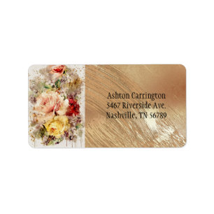 Elegant Gold Floral Waterverf Abstract huwelijk Etiket