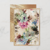 Elegant Gold Floral Waterverf Abstract Rustisch Bedankkaart (Voorkant / Achterkant)