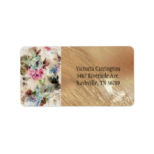 Elegant Gold Floral Waterverf Abstract Wedding La  Etiket