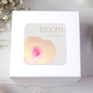 Elegant Gold Floral Waterverf Flower Vierkante Sticker
