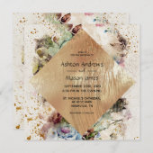 Elegant Gold Floral Waterverf Rustic Wedding Kaart (Voorkant / Achterkant)