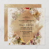Elegant Gold Floral Waterverf Rustic Wedding Kaart (Voorkant / Achterkant)