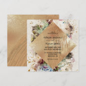 Elegant Gold Floral Waterverf Rustic Wedding Kaart (Voorkant / Achterkant)