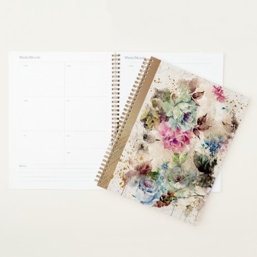 Elegant Gold Floral Waterverf Rustic Wedding Plan Planner (Display)