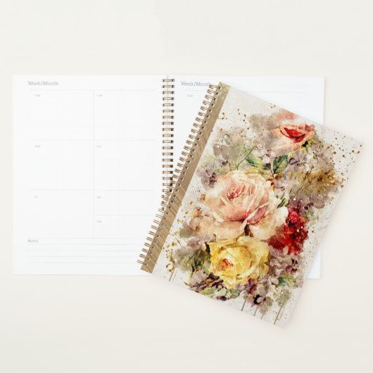 Elegant Gold Floral Waterverf Rustic Wedding Planner (Display)