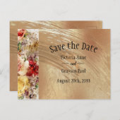 Elegant Gold Floral Waterverf Sparen de Datum Aankondigingskaart (Voorkant / Achterkant)