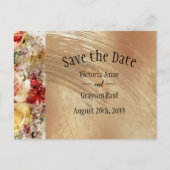 Elegant Gold Floral Waterverf Sparen de Datum Aankondigingskaart (Voorkant)