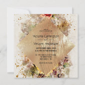 Elegant Gold Floral Waterverf Wedding Kaart (Voorkant)