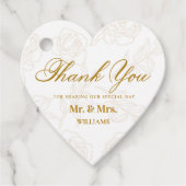 Elegant Gold Floral Weddenschap Hartelijk dank Bedankjes Labels (Voorkant)