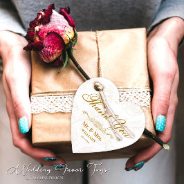 Elegant Gold Floral Weddenschap Hartelijk dank Bedankjes Labels