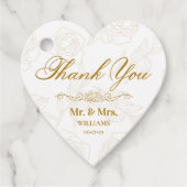 Elegant Gold Floral Weddenschap Hartelijk dank Bedankjes Labels (Voorkant)