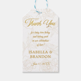 Elegant Gold Floral Weddenschap Hartelijk dank Cadeaulabel