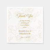 Elegant Gold Floral Weddenschap Hartelijk dank Servet (Voorkant)