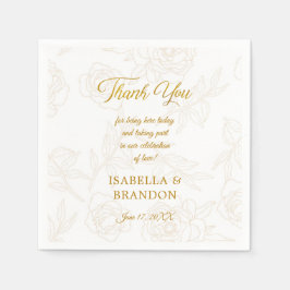 Elegant Gold Floral Weddenschap Hartelijk dank Servet