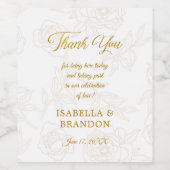Elegant Gold Floral Weddenschap Hartelijk dank Wijn Etiket (Enkel label)