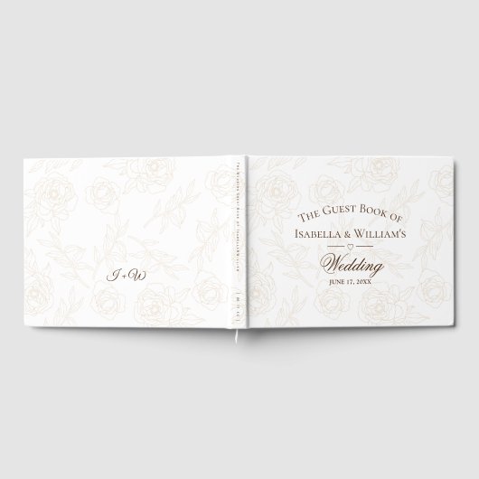 Elegant Gold Floral Wedding Gastenboek (Volledig)