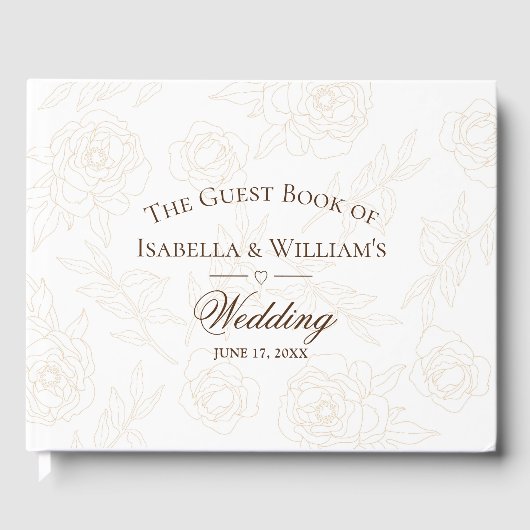 Elegant Gold Floral Wedding Gastenboek (Voorkant)