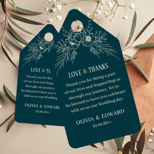 Elegant Gold Floral Wedding Gift Label Cadeaulabel