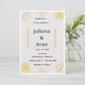 Elegant Gold Floral Wedding Invitation - Chic Gold Kaart (Staand voorkant)