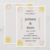 Elegant Gold Floral Wedding Invitation - Chic Gold Kaart (Voorkant / Achterkant)