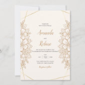 Elegant Gold Floral Wedding Invitation Kaart (Voorkant)
