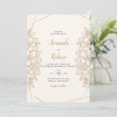 Elegant Gold Floral Wedding Invitation Kaart (Staand voorkant)