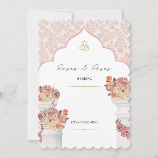 Elegant Gold Floral Wedding Invitation Kaart (Voorkant)
