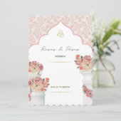Elegant Gold Floral Wedding Invitation Kaart (Staand voorkant)
