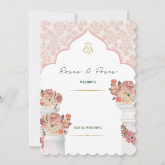 Elegant Gold Floral Wedding Invitation Kaart