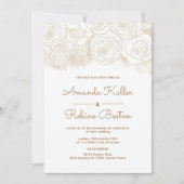 Elegant Gold Floral Wedding Invitation Kaart (Voorkant)