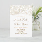 Elegant Gold Floral Wedding Invitation Kaart (Staand voorkant)