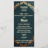 Elegant Gold Floral Wedding Invitation Menu (Voorkant)