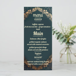 Elegant Gold Floral Wedding Invitation Menu