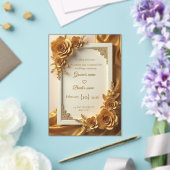Elegant Gold Floral Wedding Invitation with Luxury Acryl Uitnodigingen (Insitu (Huwelijk))